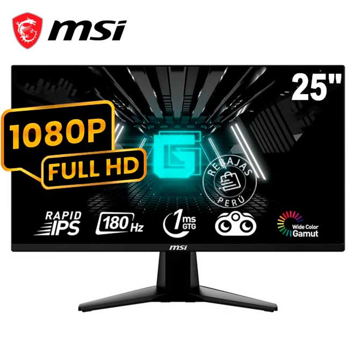 MSI - Monitor gaming MSI G255F 25″ FHD Rapid IPS 180 Hz 1 ms Adaptive-Sync