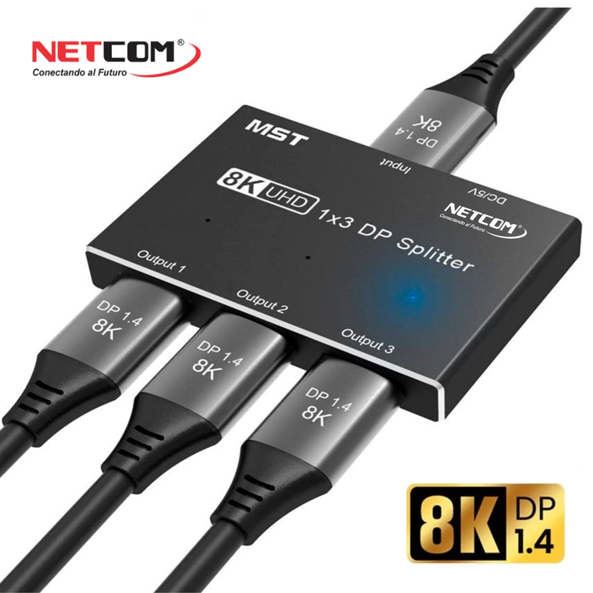 NETCOM - Splitter Displayport 1x3 8K NETCOM V1-4 8k 60Hz 32-4Gbps UHD