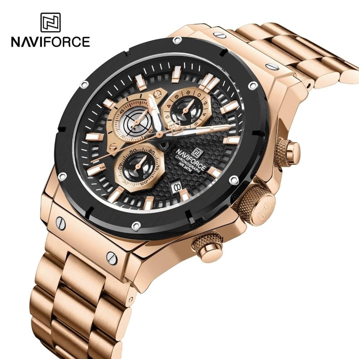 NAVIFORCE - Reloj Naviforce 8026 Analogo Correa Acero Para caballero