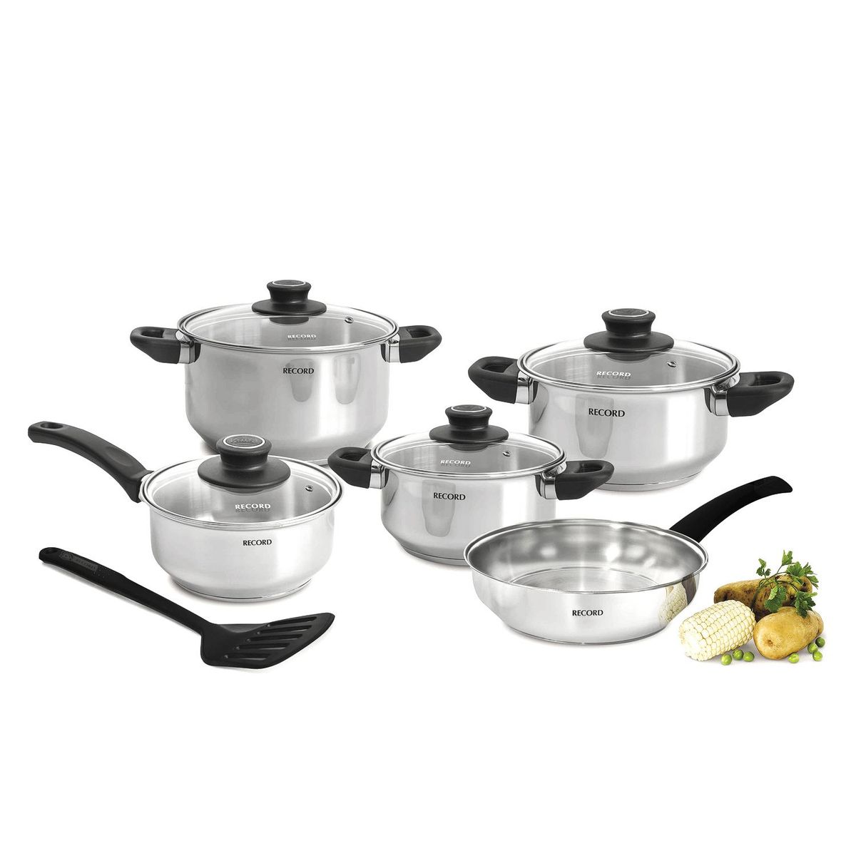RECORD -  Juego de Ollas 10 Piezas Acero Inoxidable Grazia Plus