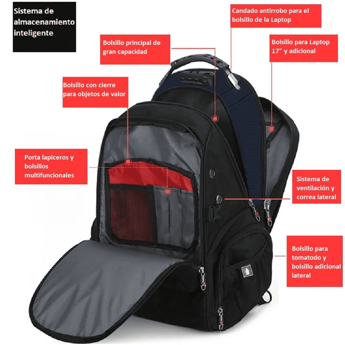 GENERICO - Mochila Antrirrobo Portalaptop Wxl 1838 Viaje Estudio Urbana Trabajo