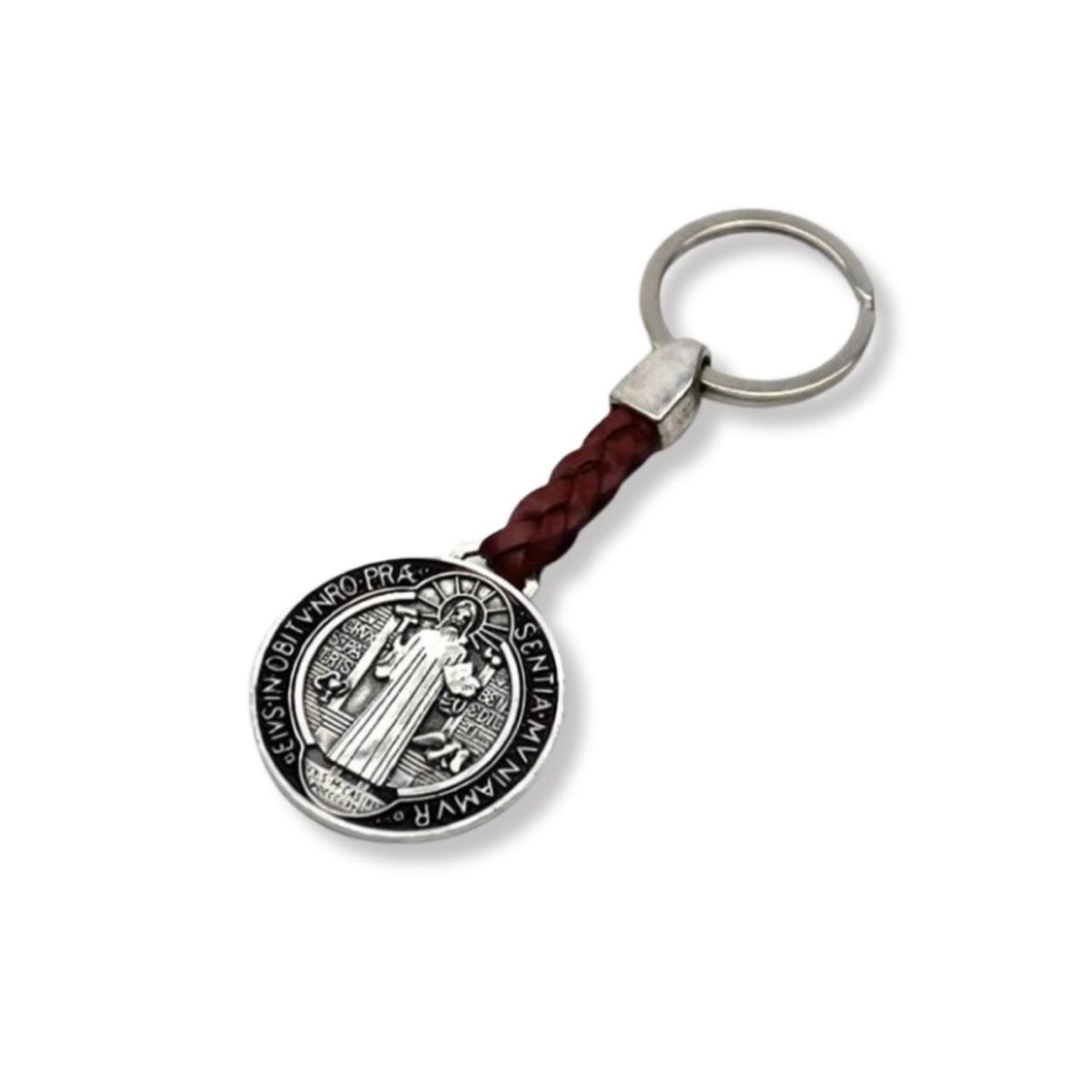 SANTORAL - Llavero Medalla de San Benito - Cuero