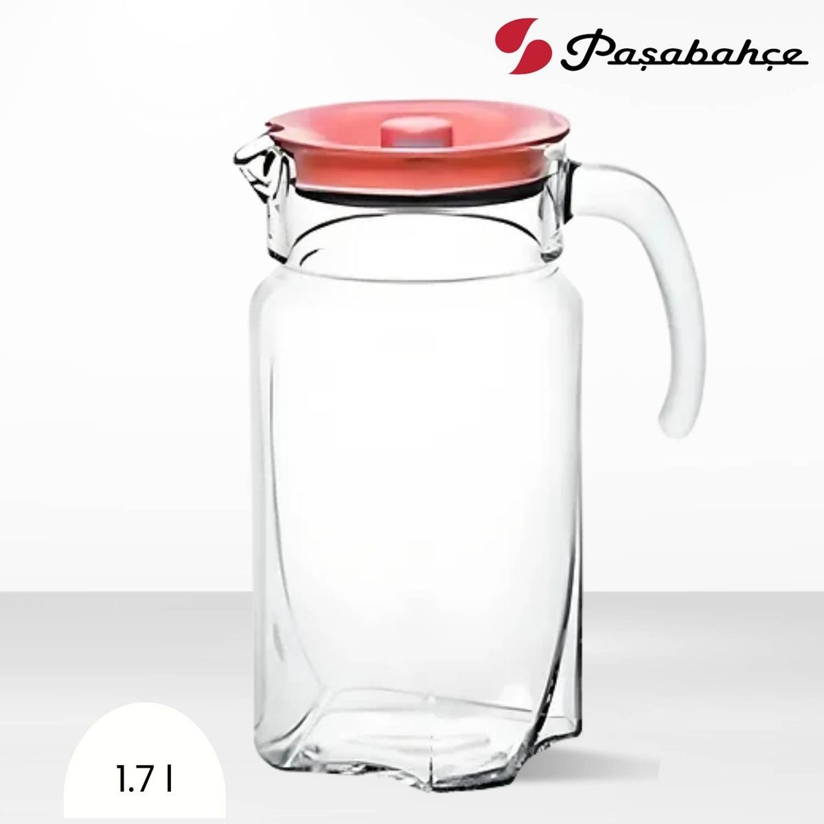 PASABAHCE - Jarra de Vidrio Luna Pasabahche Tapa Rosado 1.7 l