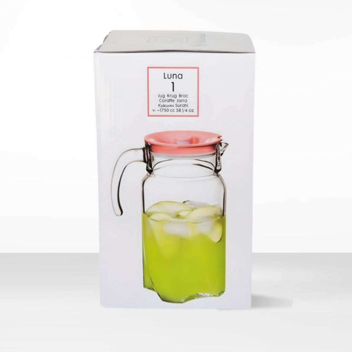 PASABAHCE - Jarra de Vidrio Luna Pasabahche Tapa Rosado 1.7 l