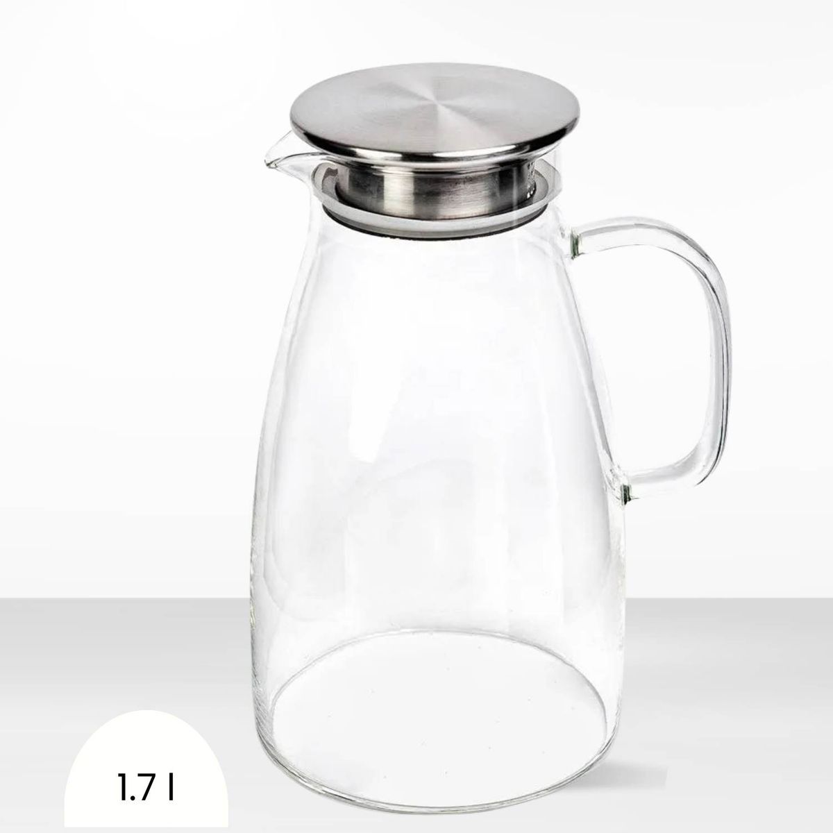 ICHIMATSU - Jarra de Vidrio Borosilicato Tapa de Metal 1.70 l