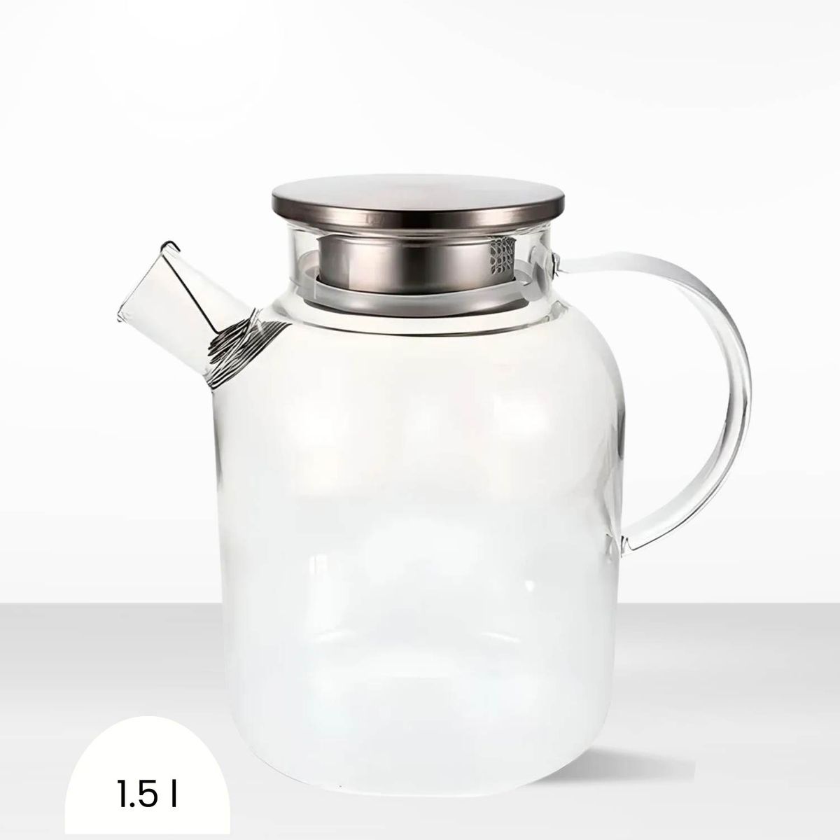 Ichimatsu - Jarra de Vidrio Borosilicato Tapa de Metal Con Asa 1.50 l