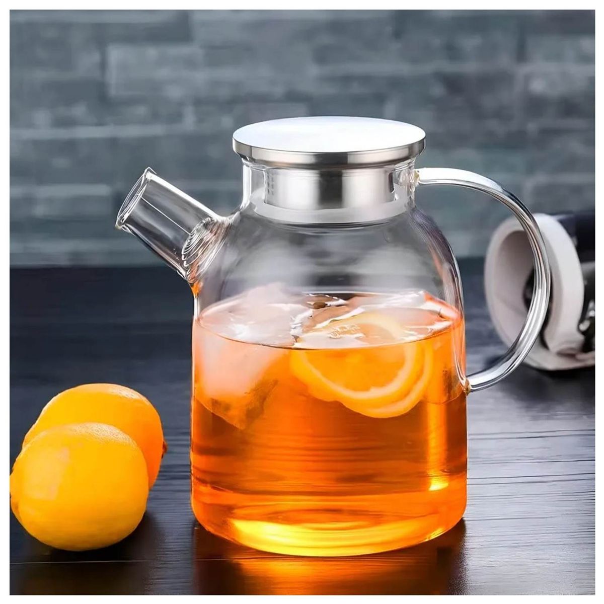 Ichimatsu - Jarra de Vidrio Borosilicato Tapa de Metal Con Asa 1.50 l