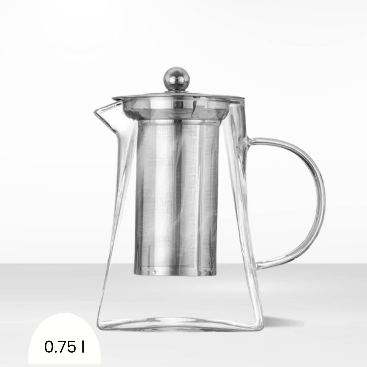 ICHIMATSU - Tetera de Vidrio Borosilicato Base Cuadrada con Filtro 750 ml