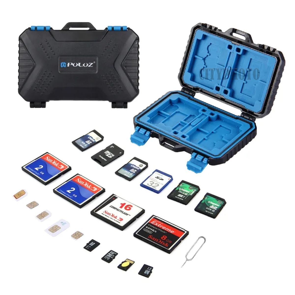 GENERICO - Estuche De Memoria Sd Micro Sd Sim Cf 27 En 1 Waterproof