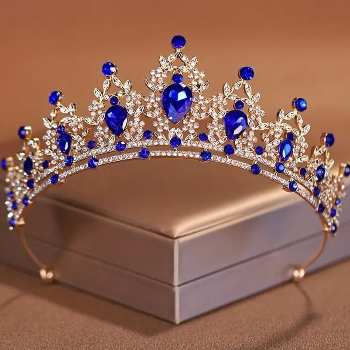 GENERICO - Tiara Corona de Cristal Graduaciones Cumpleaños Azul