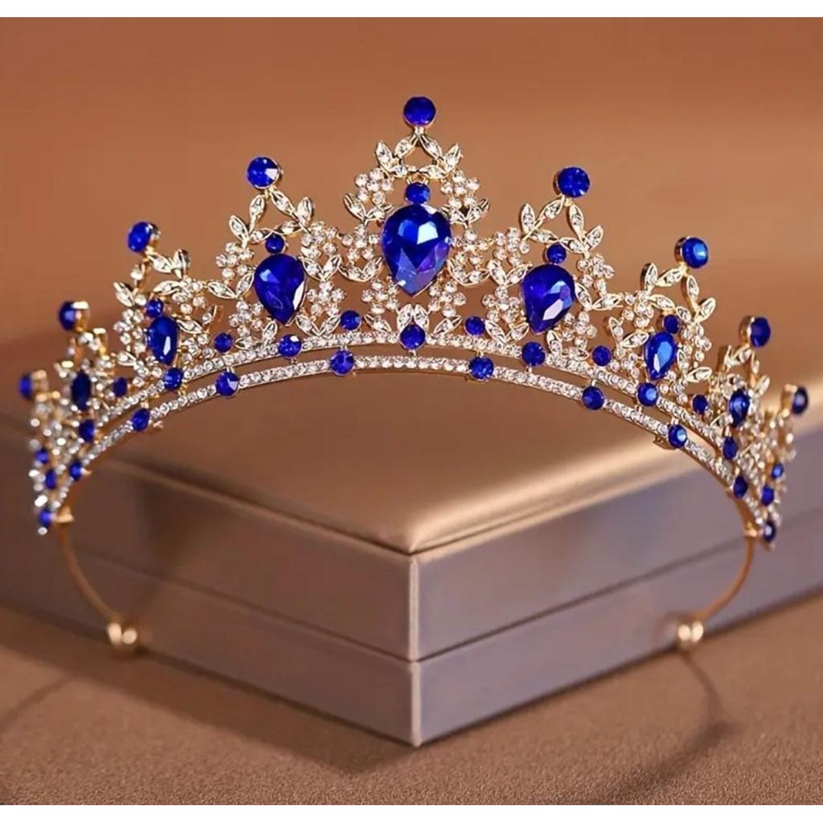 GENERICO - Tiara Corona de Cristal Graduaciones Cumpleaños Azul