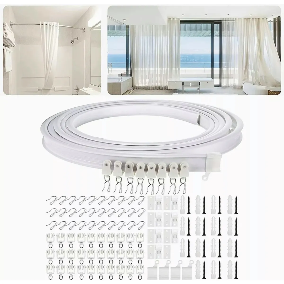 U BUY - 5m Riel De Cortina Ventanas De Techo Flexible Montaje Curvo