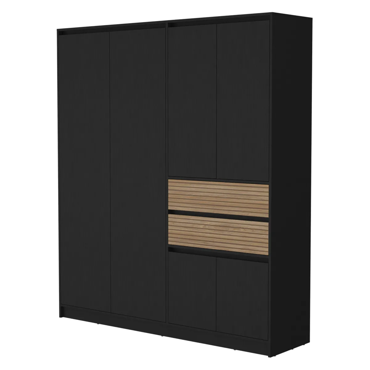 FMFURNITURE - Ropero 4 Puertas 2 Cajones Fm-016N - Negro