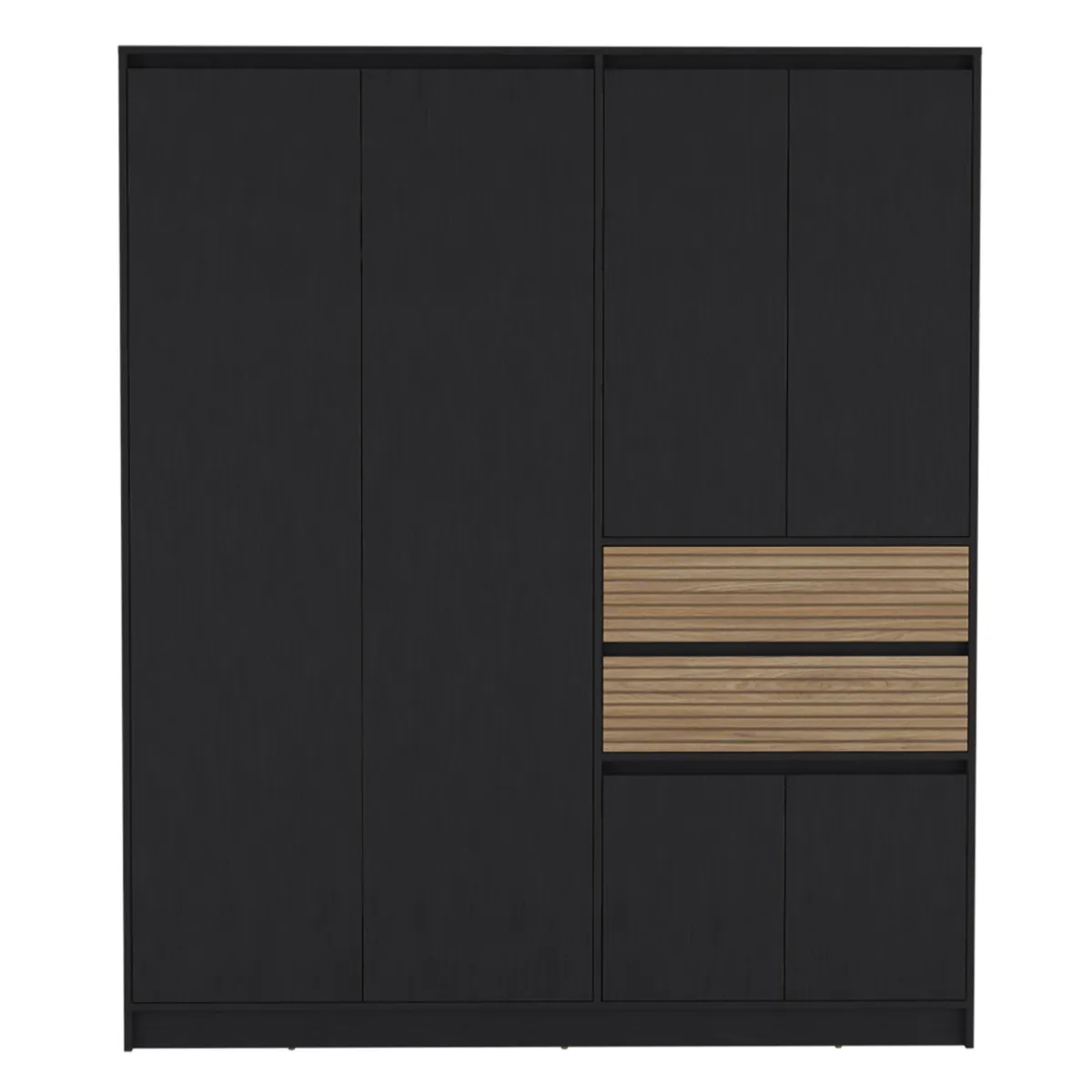 FMFURNITURE - Ropero 4 Puertas 2 Cajones Fm-016N - Negro