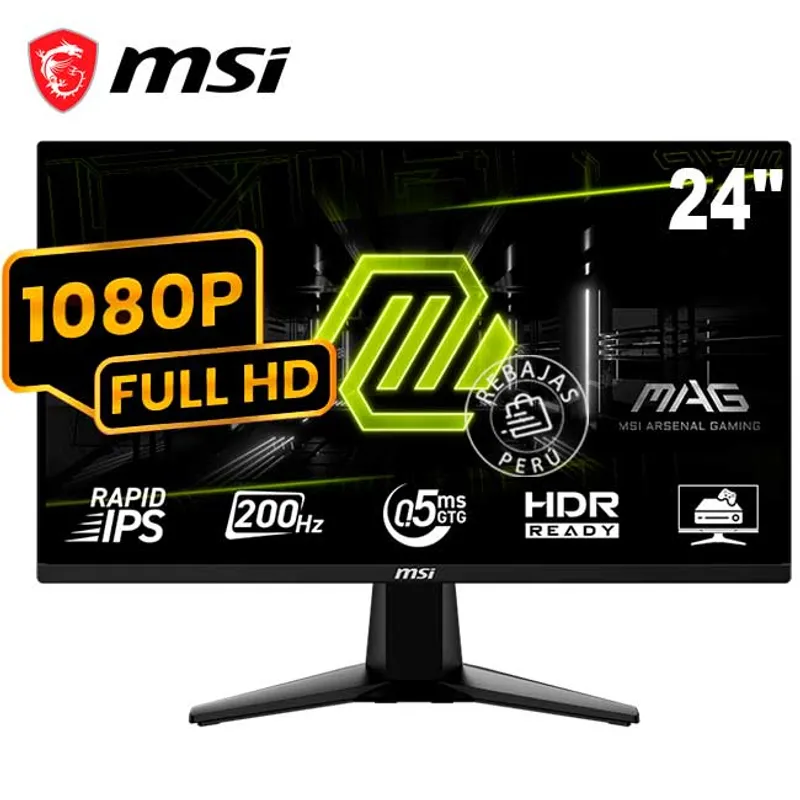 MSI - Monitor Gaming MSI MAG 244F 24” FHD 200Hz 05ms IPS HDR FreeSync