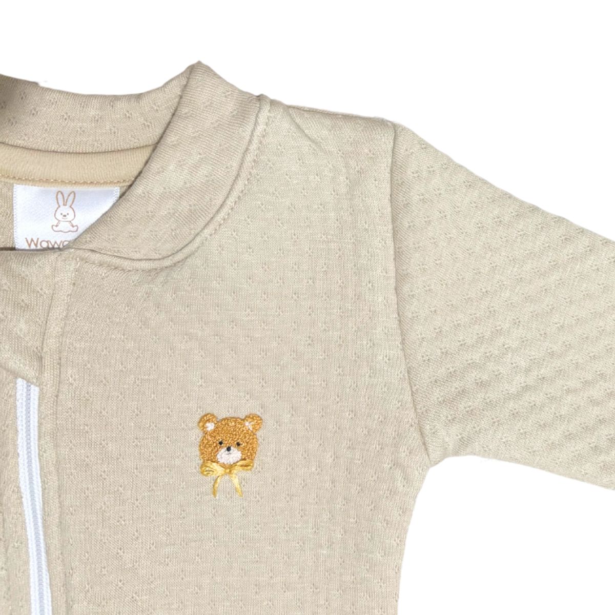 WAWA PIMA - PIJAMA BEBÉ UNISEX BEIGE BEAR JACQUARD