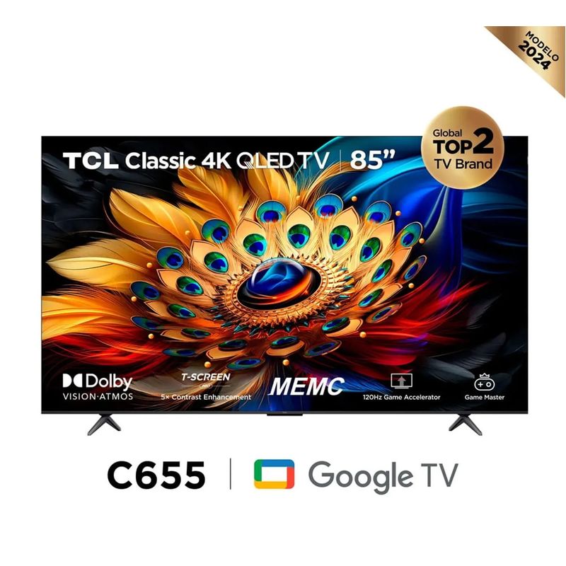 TCL - Televisor Smart TV 85 QLED 4K UHD TCL 85C655