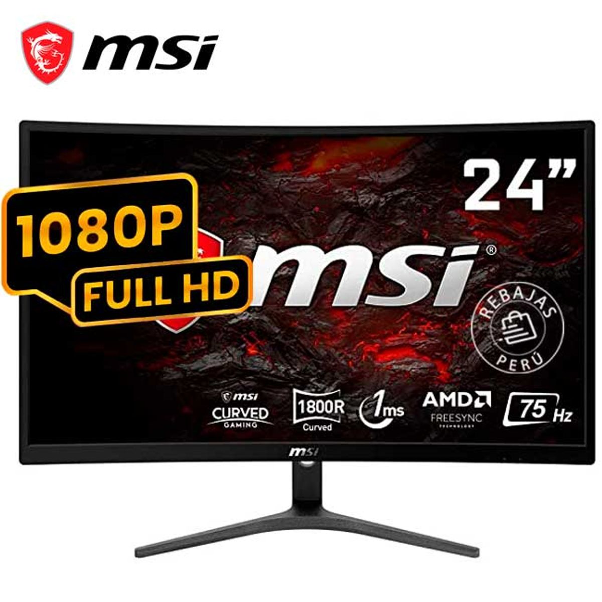 MSI - Monitor Gaming MSI Optix G241VC 24” Full HD 75Hz 1ms Curvo FreeSync