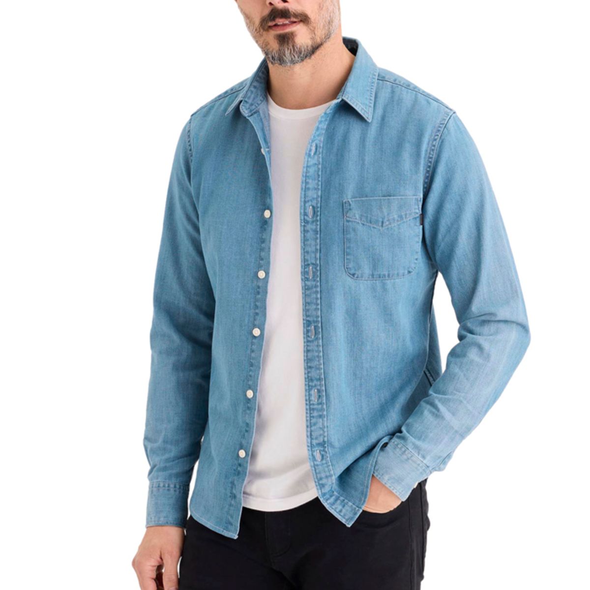 DOCKERS - Camisa Hombre Original Slim Fit Azul Denim Dockers