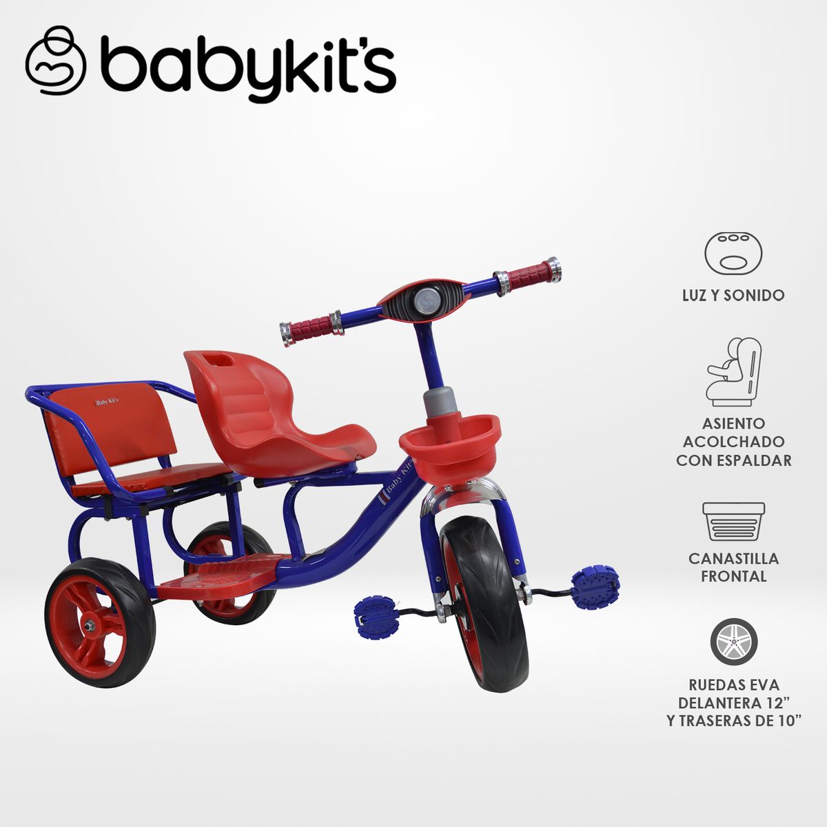 BABY KITS - Triciclo Neo Doble Rojo-Azul