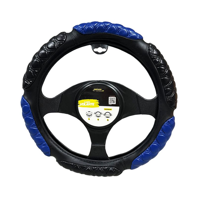 OREGON - Cubre Volante Timón Anti Stress 38cm Negro Azul 2 Costura