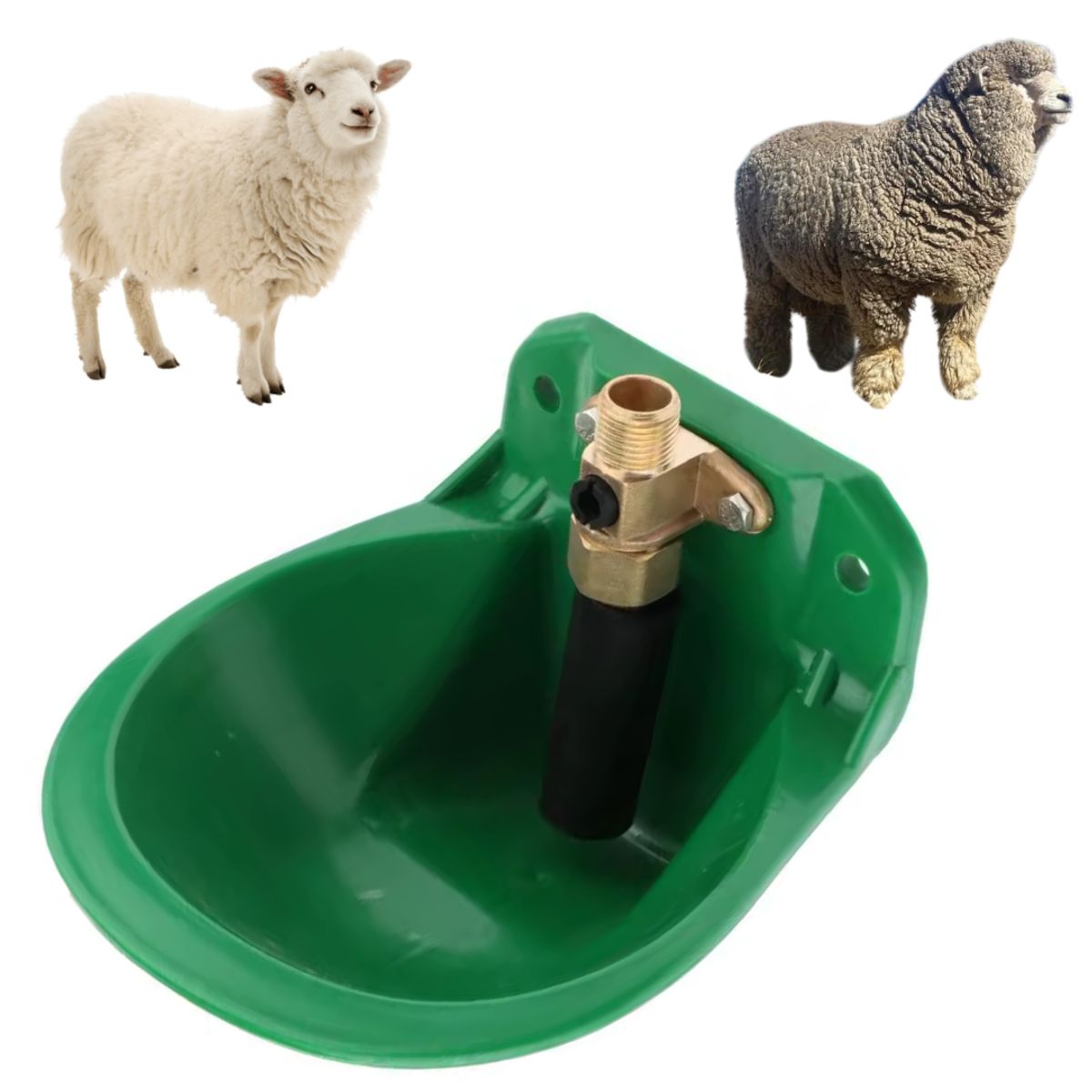 GENERICO - BEBEDERO VERDE TAZA CON VÁLVULA DE BRONCE PARA OVEJA CABRA