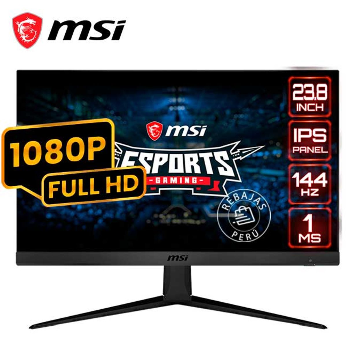 MSI - Monitor Gaming MSI Optix G241 24” FHD 144Hz 1ms IPS FreeSync eSports