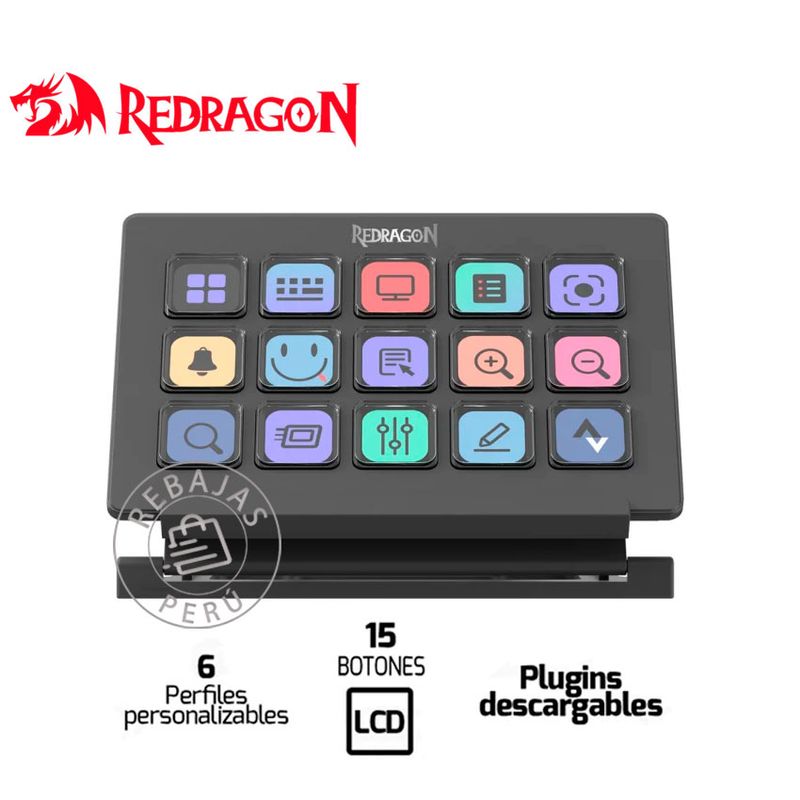REDRAGON - Redragon StreamCraft SS550 Streamdeck 15 Botones LCD USB PC/Mac