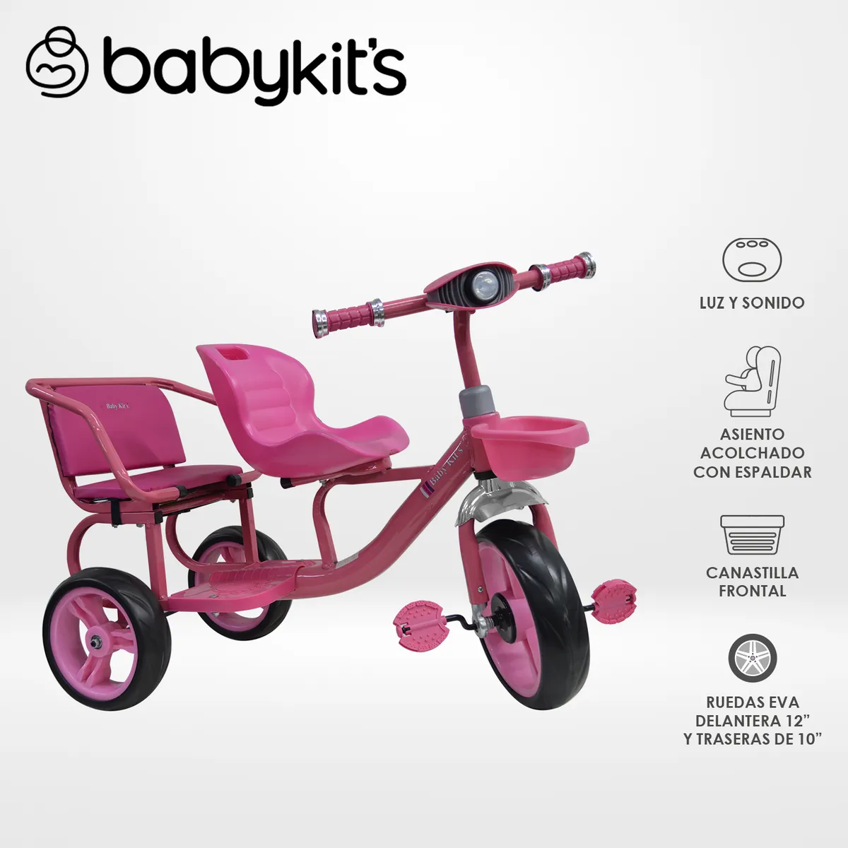 BABY KITS - Triciclo Neo Doble Rosado