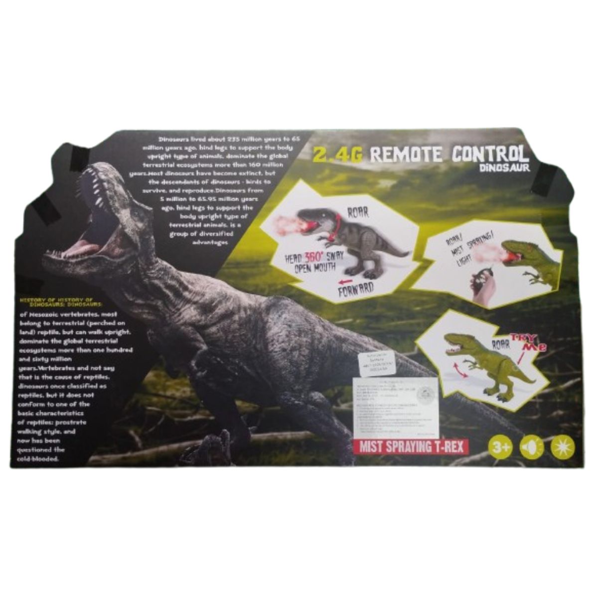 GENERICO - Dinosaurio T-Rex A Control Remoto Con Luz Y Efectos De Humo