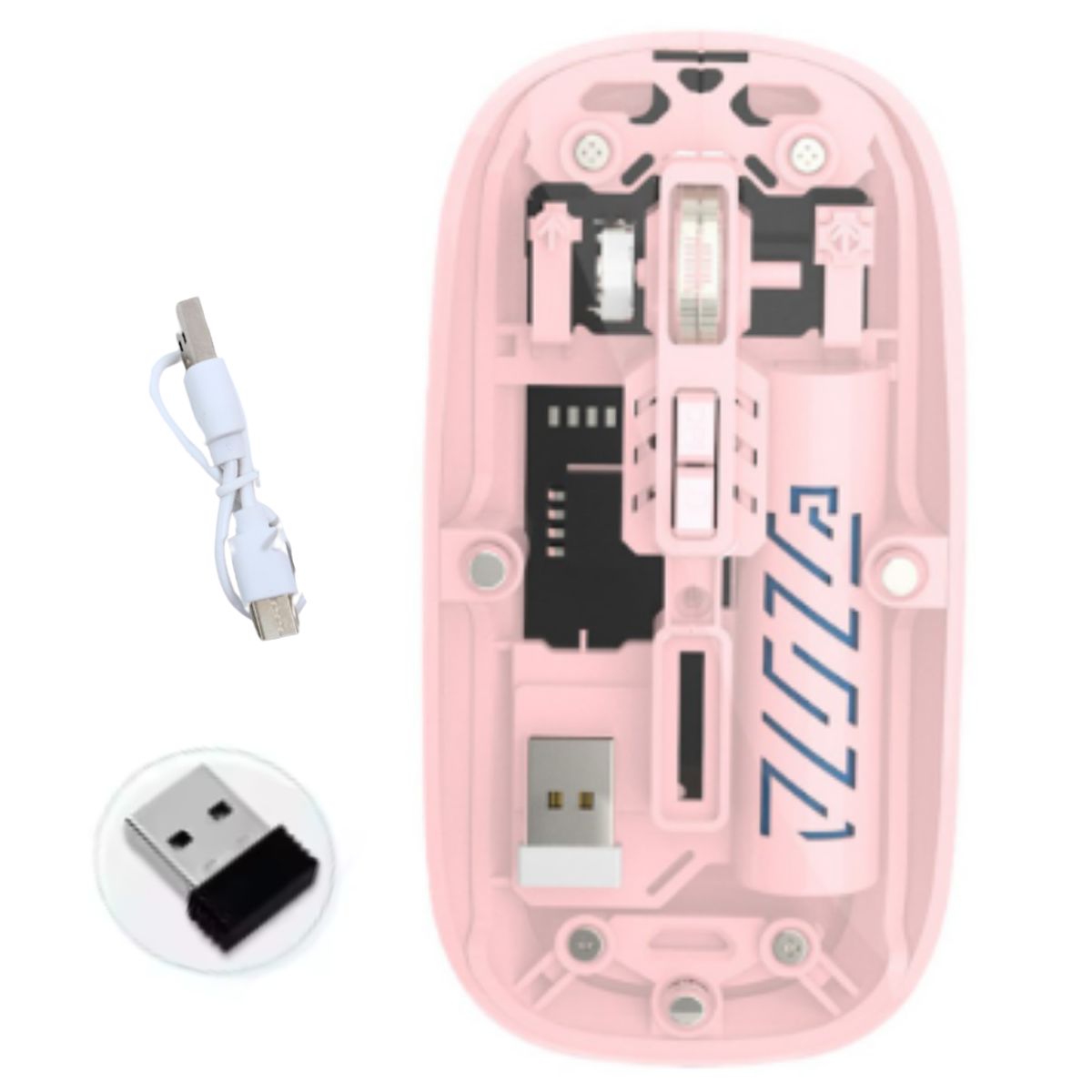 SEISA - Mouse Inalámbrico Recargable Dual Bluetooth y USB 24G transparente