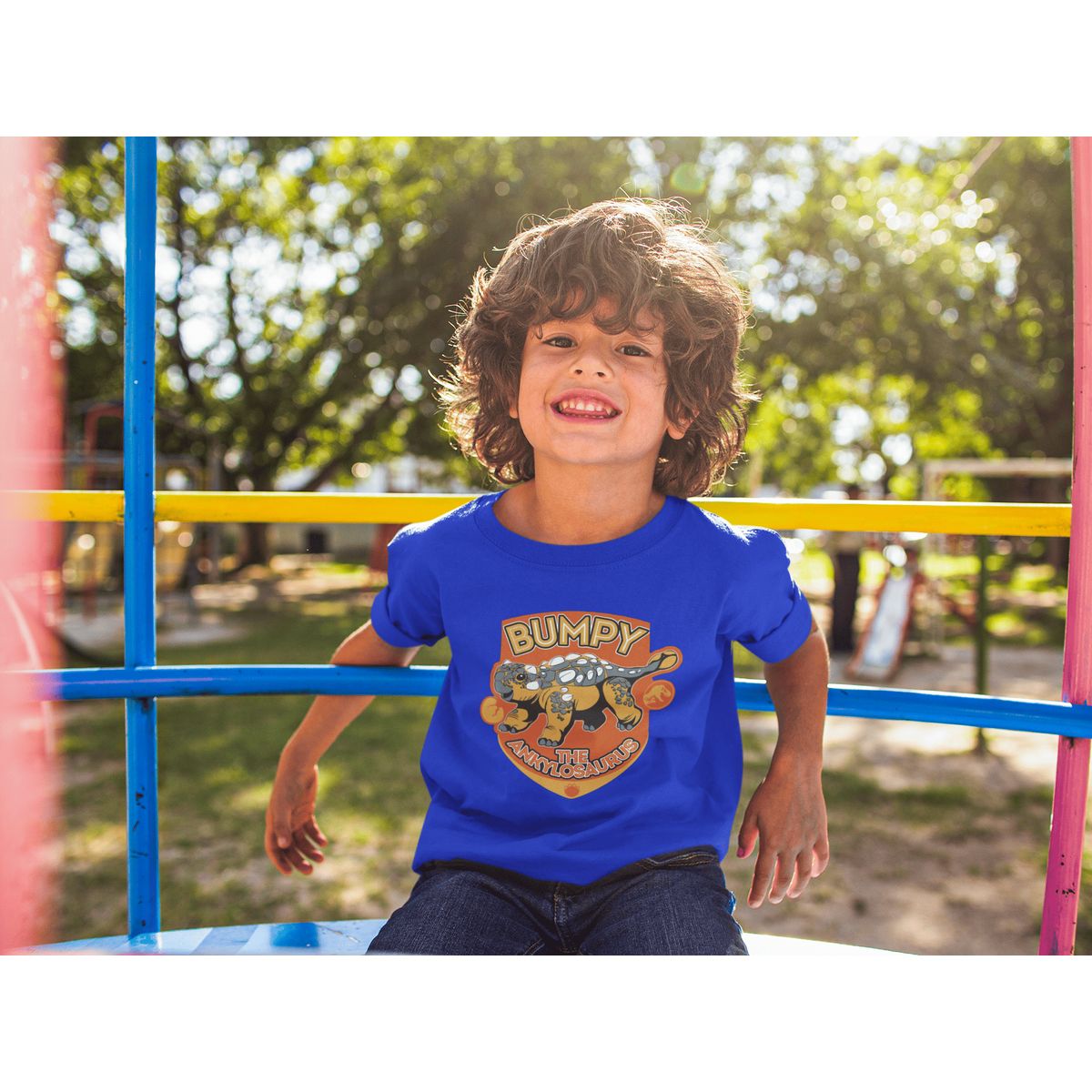 GENERICO - Camiseta de Dinosaurio Bumpy Polo Niño Dino Algodon Azulino