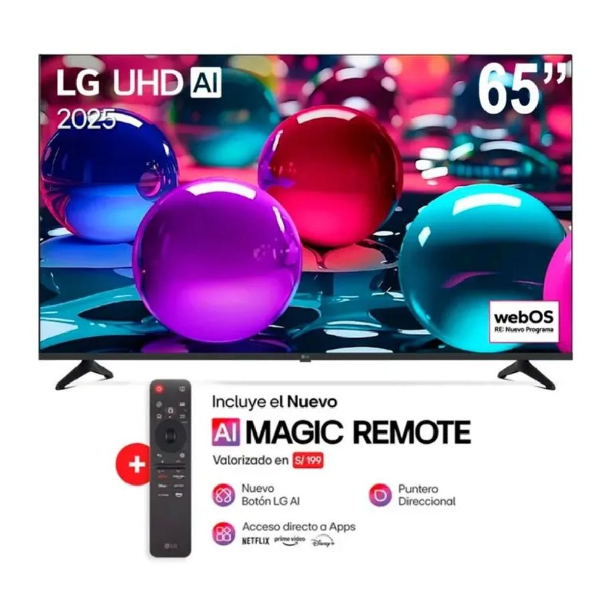 LG - Televisor LG 65" UHD 4K 65UA7300 2025 + Control magic