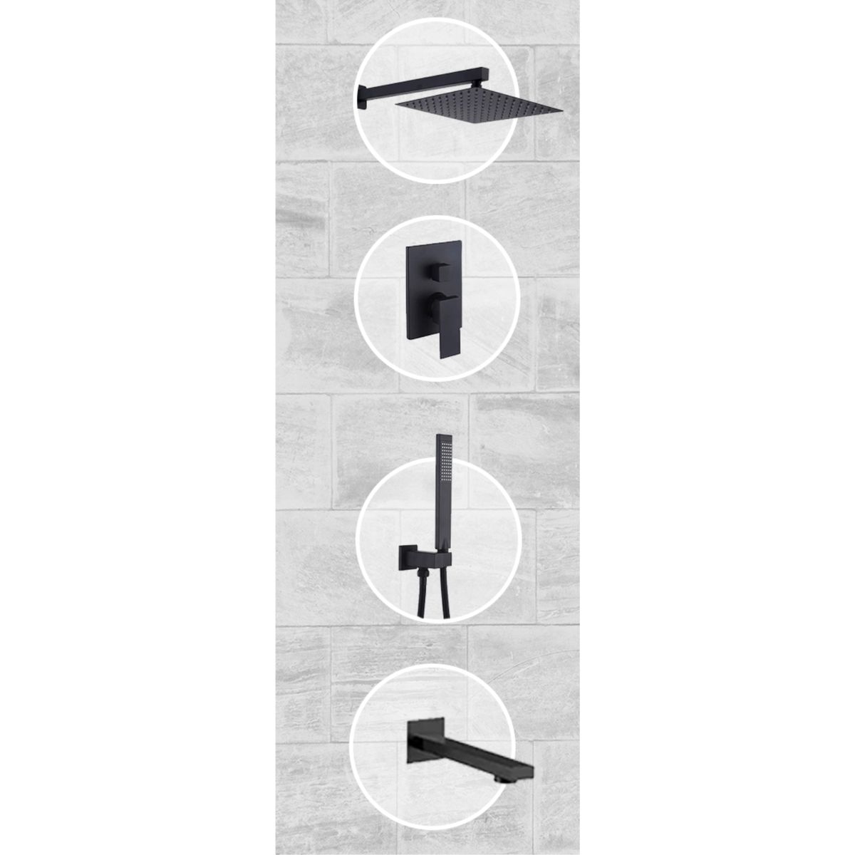 GENERICO - MEZCLADORA PARA DUCHA DE LUJO NEGRO MT304-010D701