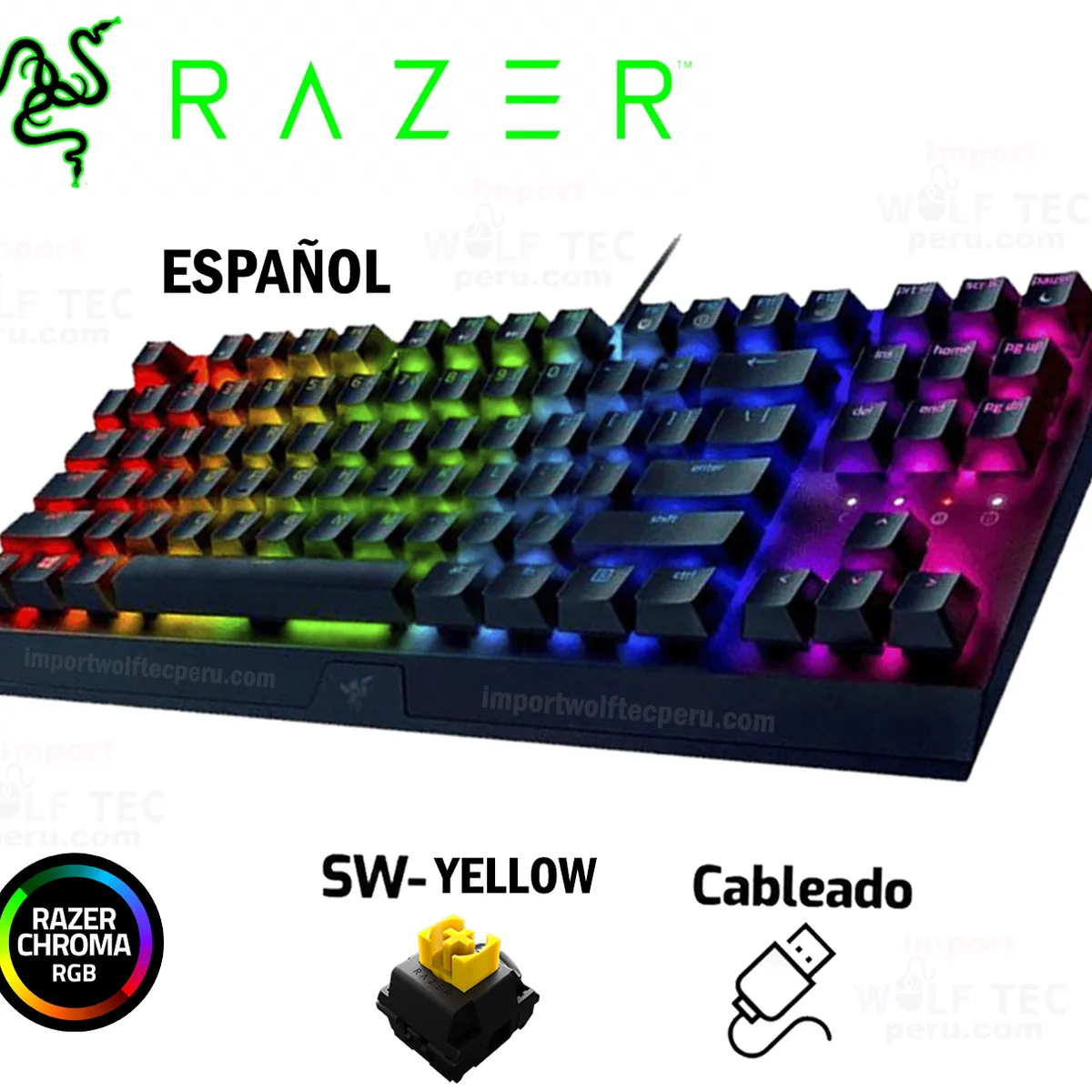 RAZER - TECLADO RAZER BLACKWIDOW V3 TKL MECHANICAL SWITCH YELLOW CHROMA BLACK