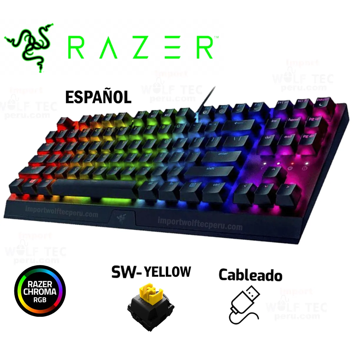 RAZER - TECLADO RAZER BLACKWIDOW V3 TKL MECHANICAL SWITCH YELLOW CHROMA BLACK