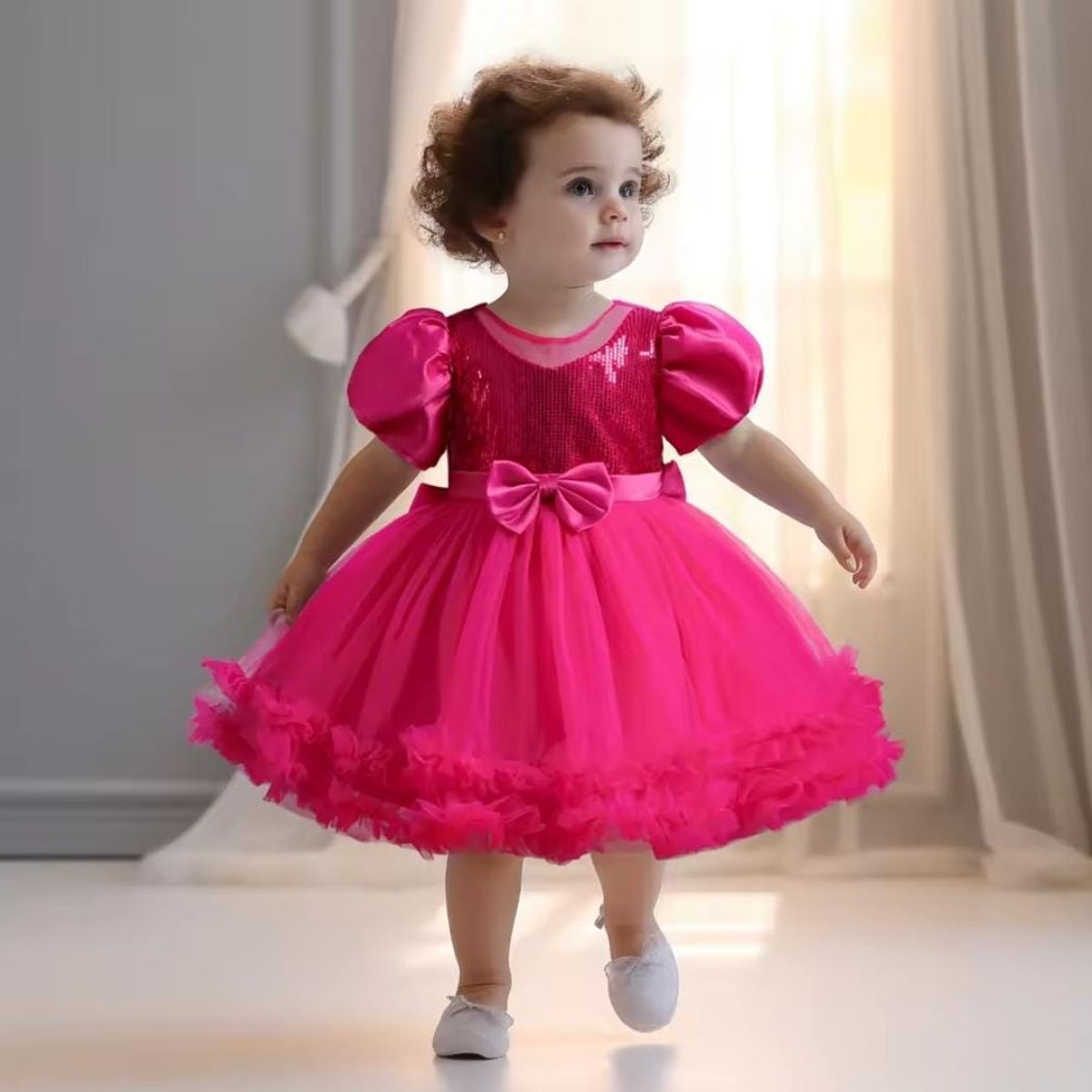 GENERICO - Vestido Princesa Cumpleaños Niña Fiesta Talla 4 Fucsia