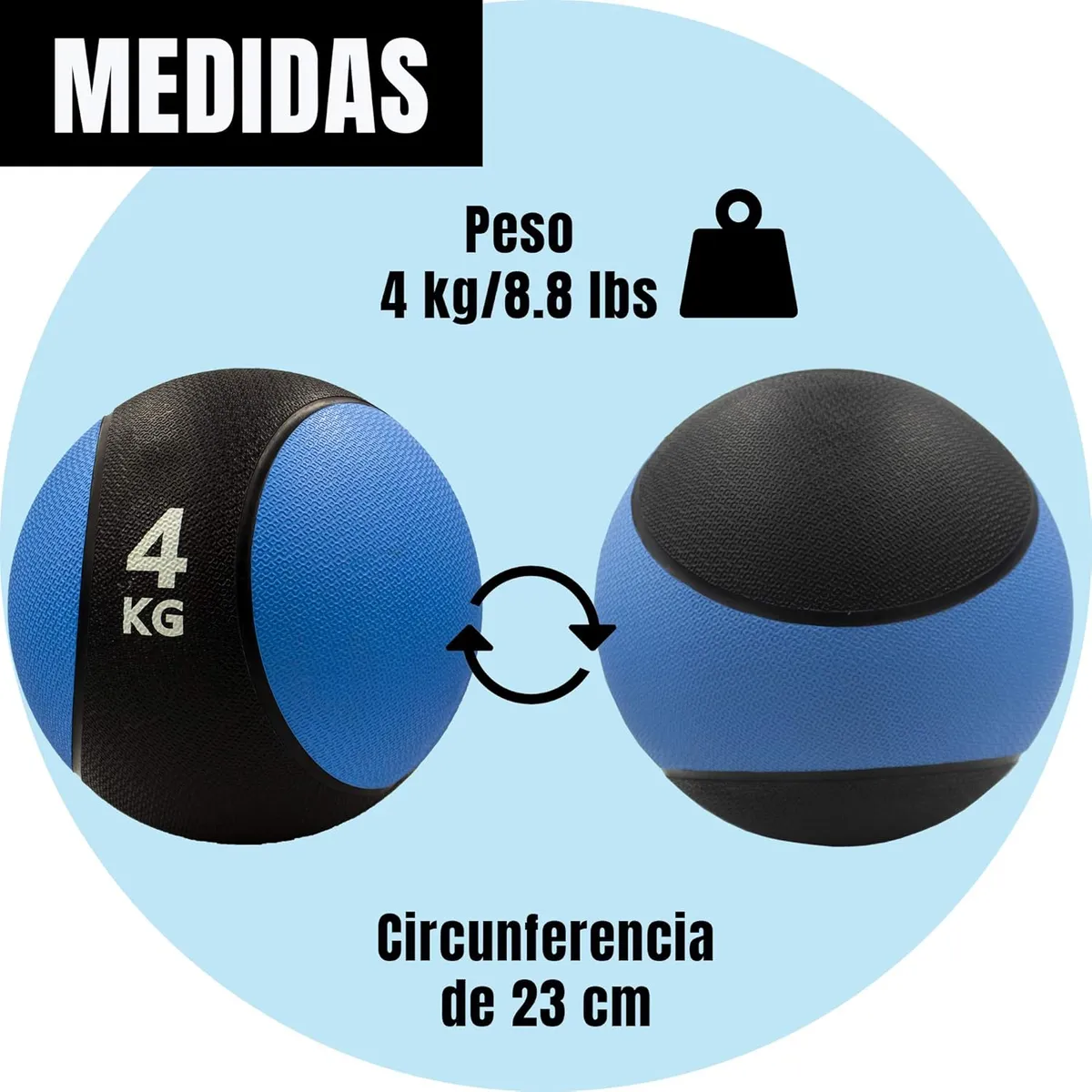 GENERICO - Pelota O Balón Medicinal 4 Kg Con Rebote Funcional Azul