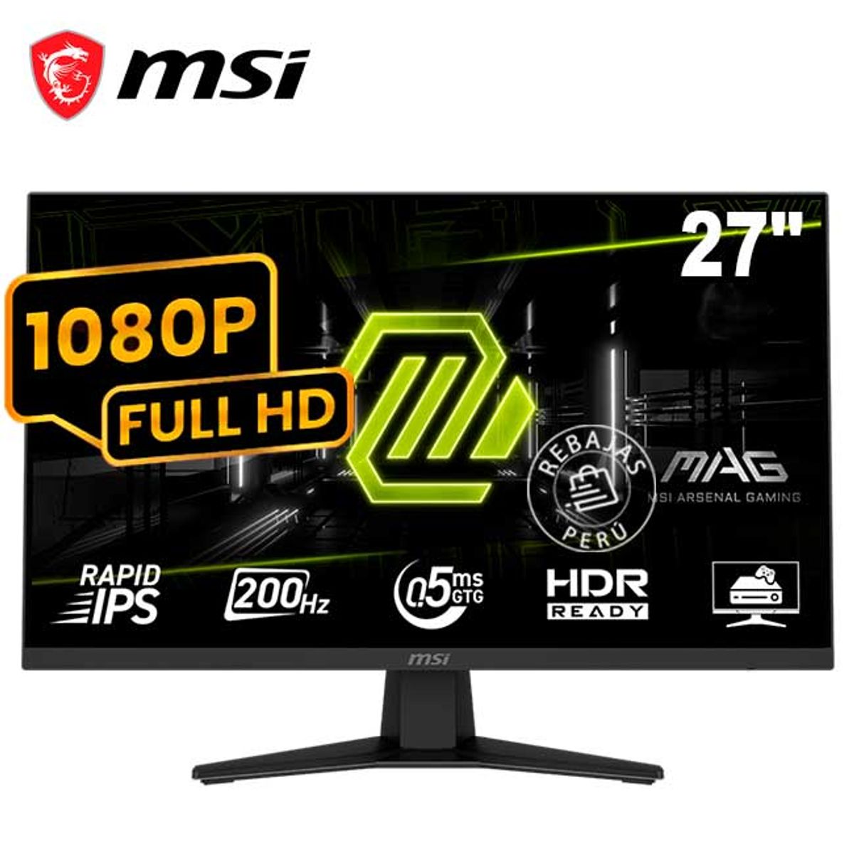 MSI - Monitor Gaming MSI MAG 274F 27” FHD 200Hz 05ms Fast IPS HDR