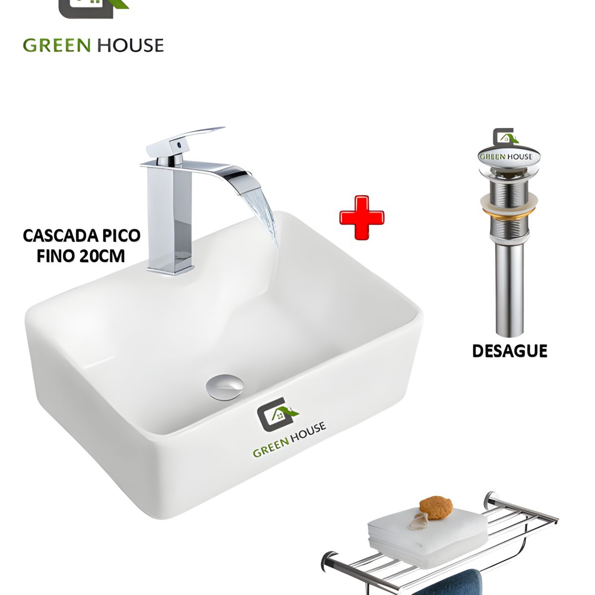 COMBO LAVATORIO VESSANTI + MEZCLADORA CASCADA PICO FINO - VOS43, marca GREEN HOUSE - Foto Principal