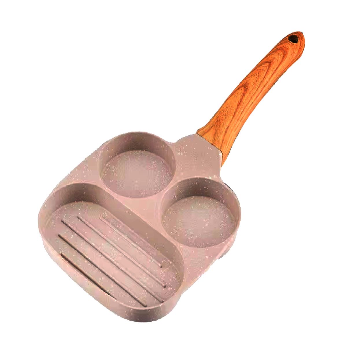 GENERICO - SARTEN ANTIADHERENTE DE 3 DIVISIONES CON MANGO LARGO BEIGE