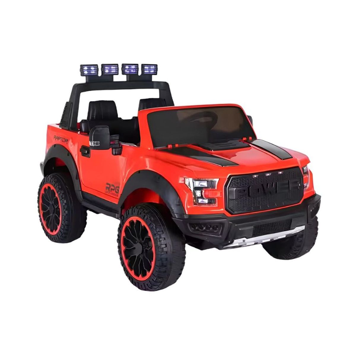 GENERICO - Camioneta Todo Terreno 4x4 Rojo llantas EVA - GOMA con luces LED musical USB bluetooth etc