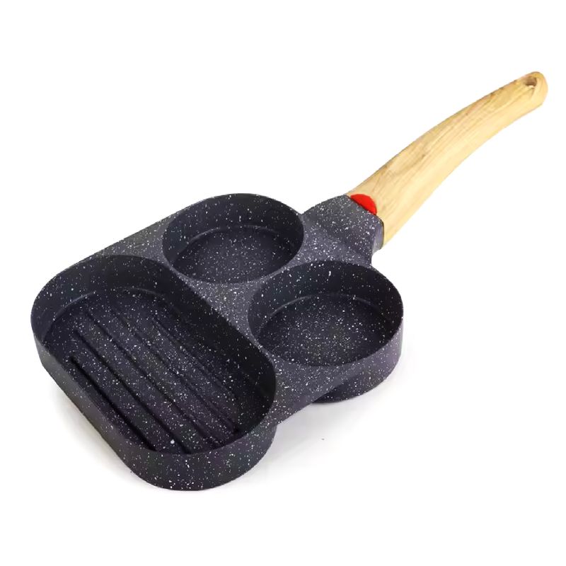 GENERICO - SARTEN ANTIADHERENTE DE 3 DIVISIONES CON MANGO LARGO GRIS