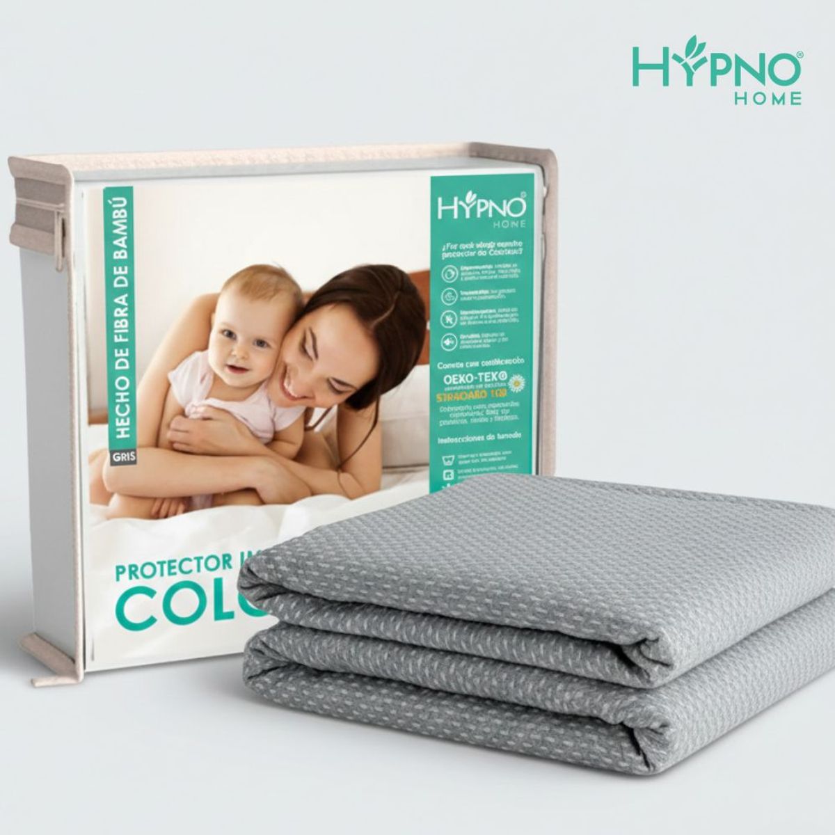 HYPNO HOME - Protector De Colchón Impermeable Hypno Amoldable De Bambú - gris