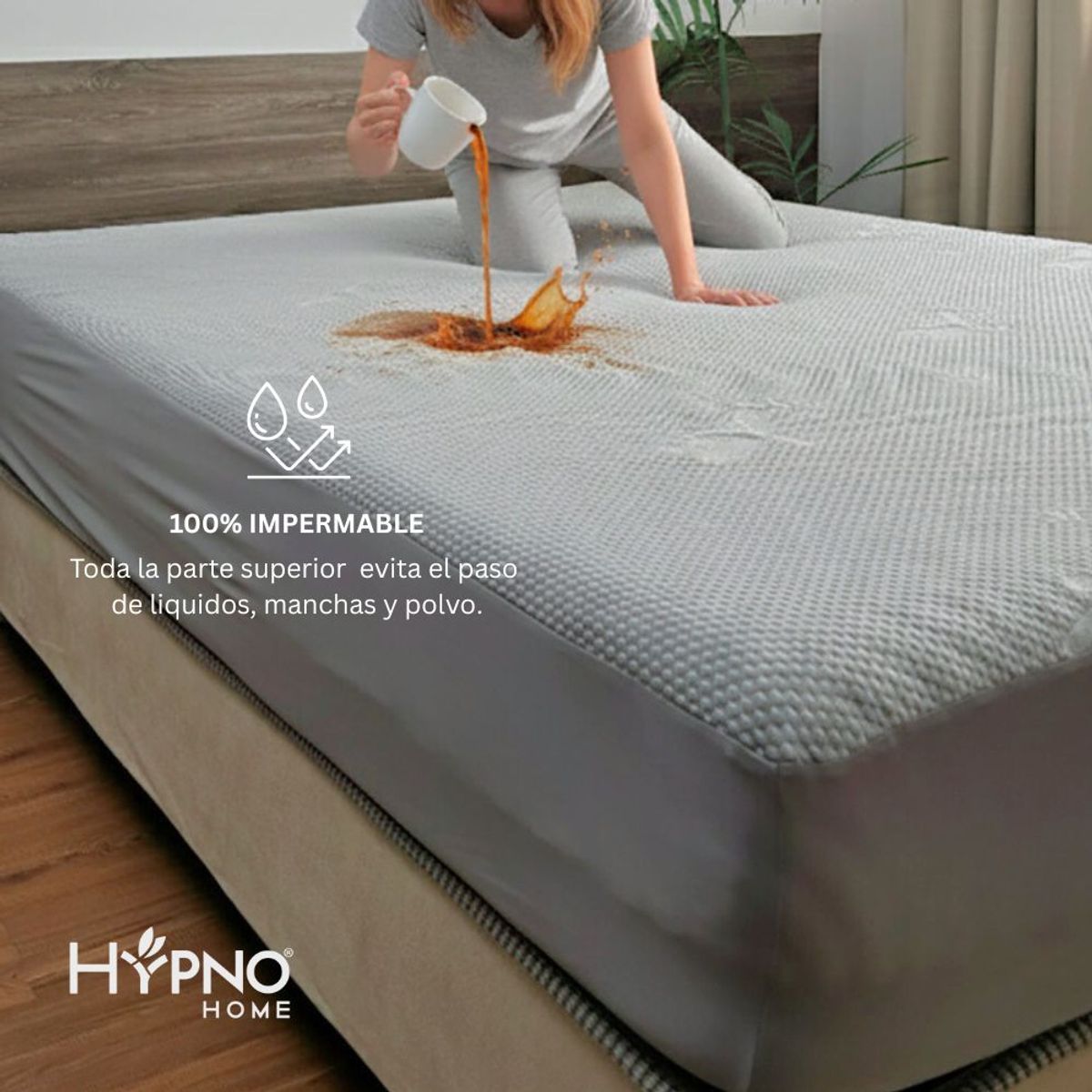 HYPNO HOME - Protector De Colchón Impermeable Hypno Amoldable De Bambú - gris
