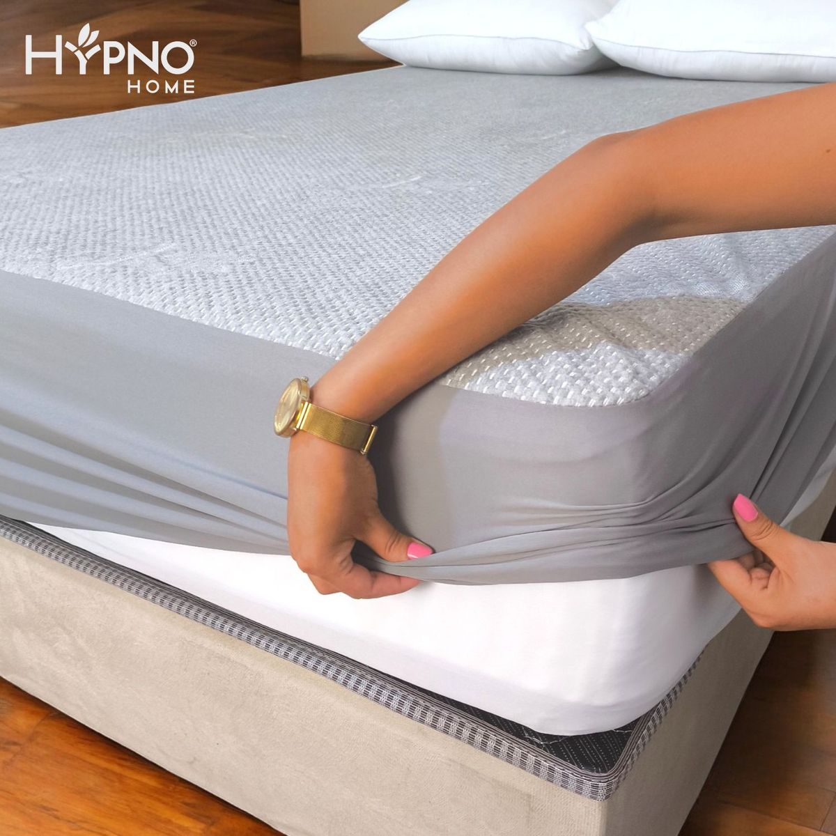 HYPNO HOME - Protector De Colchón Impermeable Hypno Amoldable De Bambú - gris