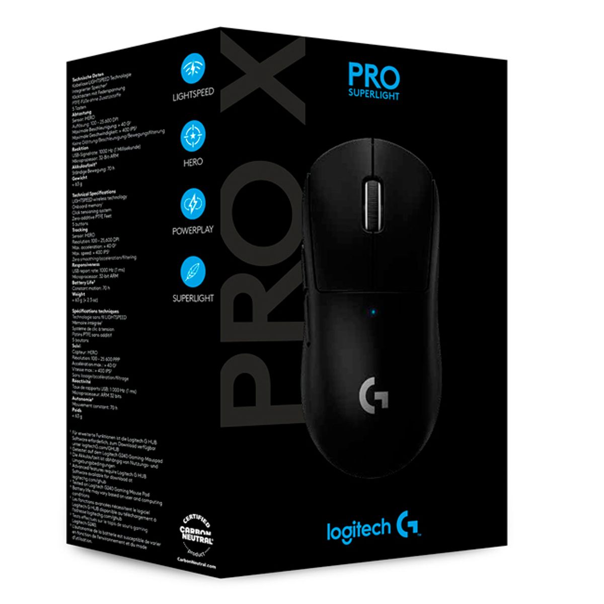 LOGITECH - MOUSE LOGITECH G PRO X SUPERLIGHT WIRELESS LIGHTSPEED HERO 25K BLACK