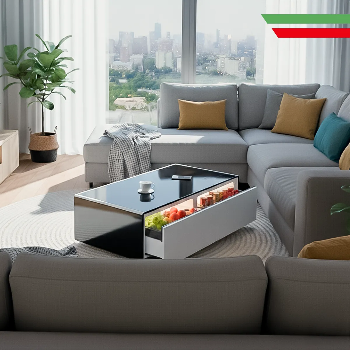 ALFANO - Mesa de Centro Inteligente con Frigobar SCT-135EYD