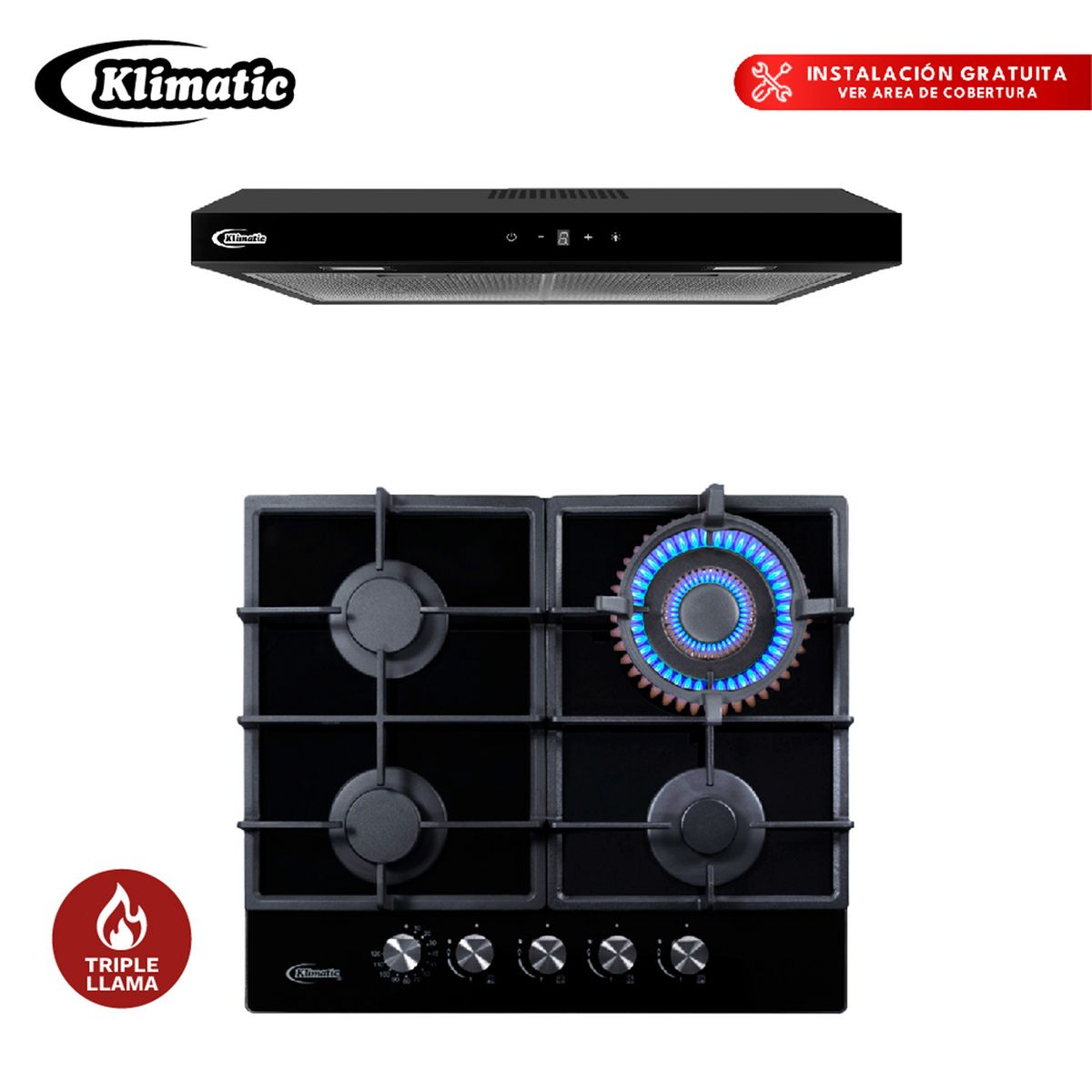 KLIMATIC - COMBO COCINA EMPOTRABLE TREVI60 + VENTO BLACK