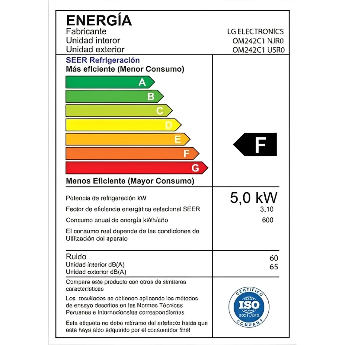LG - Aire Acondicionado LG 24000 BTU Split Pared On/Off Frío Solo